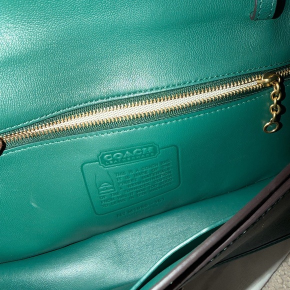Coach Colorblock Leather Top Handle Satchel in Purple and Teal - Picture 7 of 9